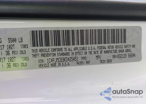 2019 Jeep Cherokee Latitude from USA, damaged, VIN 1C4PJMCB3KD425451